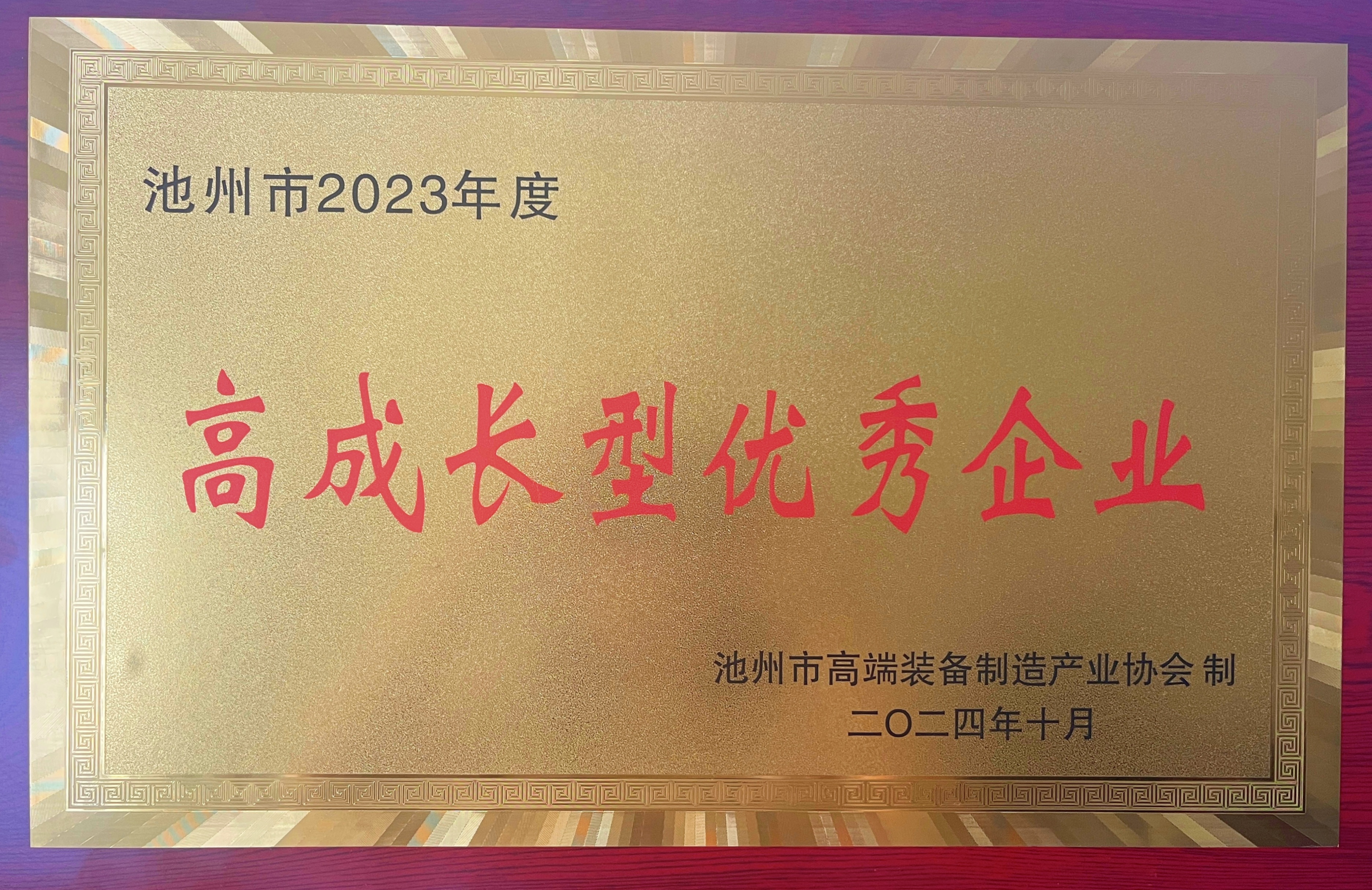 池州市高端裝備制造產(chǎn)業(yè)協(xié)會高成長型優(yōu)秀企業(yè)